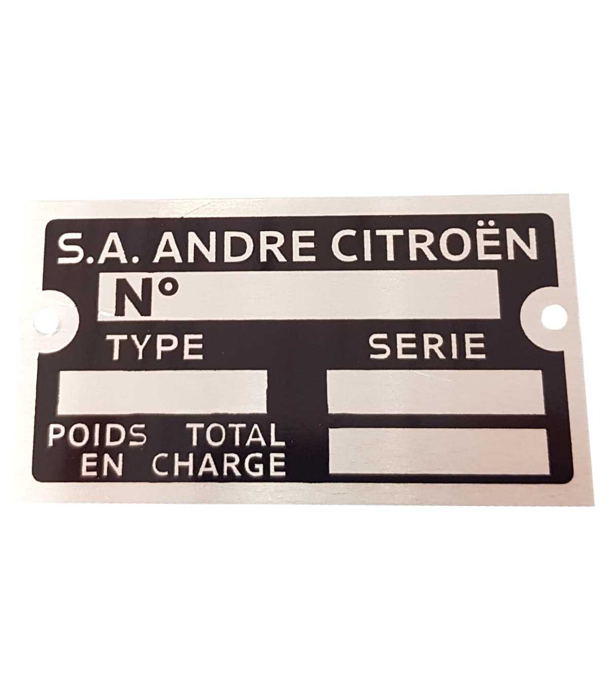 plaque constructeur version allemande Citroën 2cv6 94x60mm 6 trous plaque constructeur version allemande Citroën 2cv6 94x60mm 6 trous