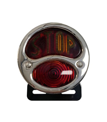 feu 3 fonctions noir / face nickelé avec éclairage de plaque - verre STOP