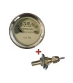 Manomètre de température d'eau électrique OS- Diamètre 52 mm - fond beige - en 6v - avec sonde sur durite