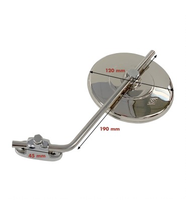 grand rétroviseur coudé avec patte de fixation 2 vis - chromé