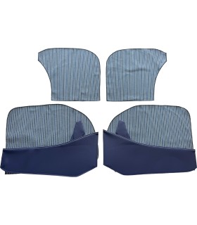 vide poches avant en skaï bleu avec fonds de porte en tissu rayé bleu - 4CV