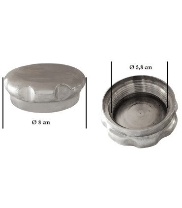 Bouchon de radiateur adaptable à visser Ø intérieur 58 mm filetage à gauche finition chromée