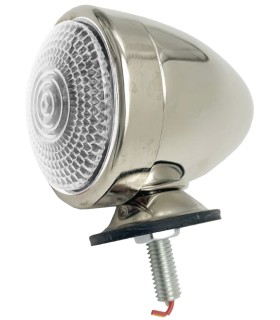 feu clignotant Obus nickelé - verre transparent