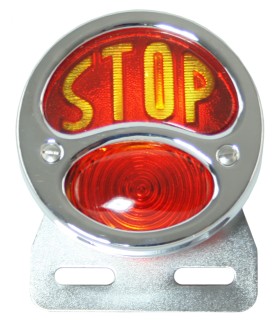 feu 3 fonctions chromé avec éclairage de plaque - verre STOP