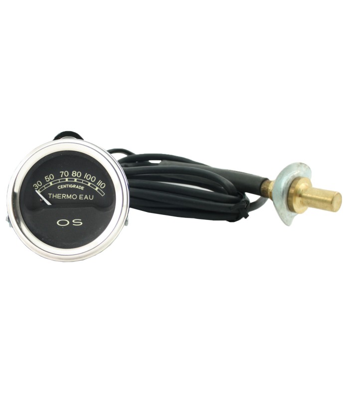 manomètre mécanique de température d'eau OS Diamètre 52 mm fond noir avec durite d' 1m80 manomètre mécanique de température d'eau OS Diamètre 52 mm fond noir avec durite d' 1m80