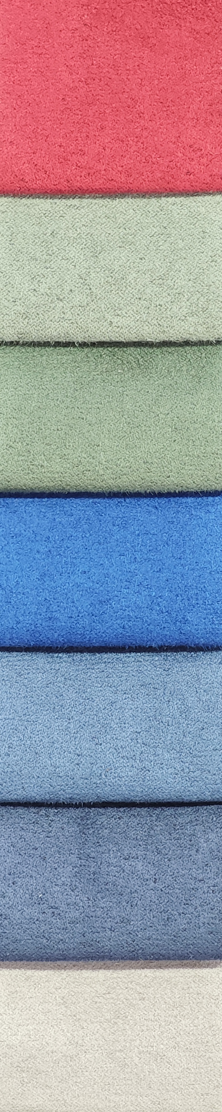 Deuxième planche de sept coloris de suédine