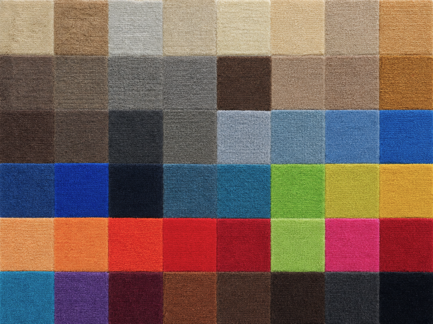 Mosaïque des coloris de moquettes disponibles